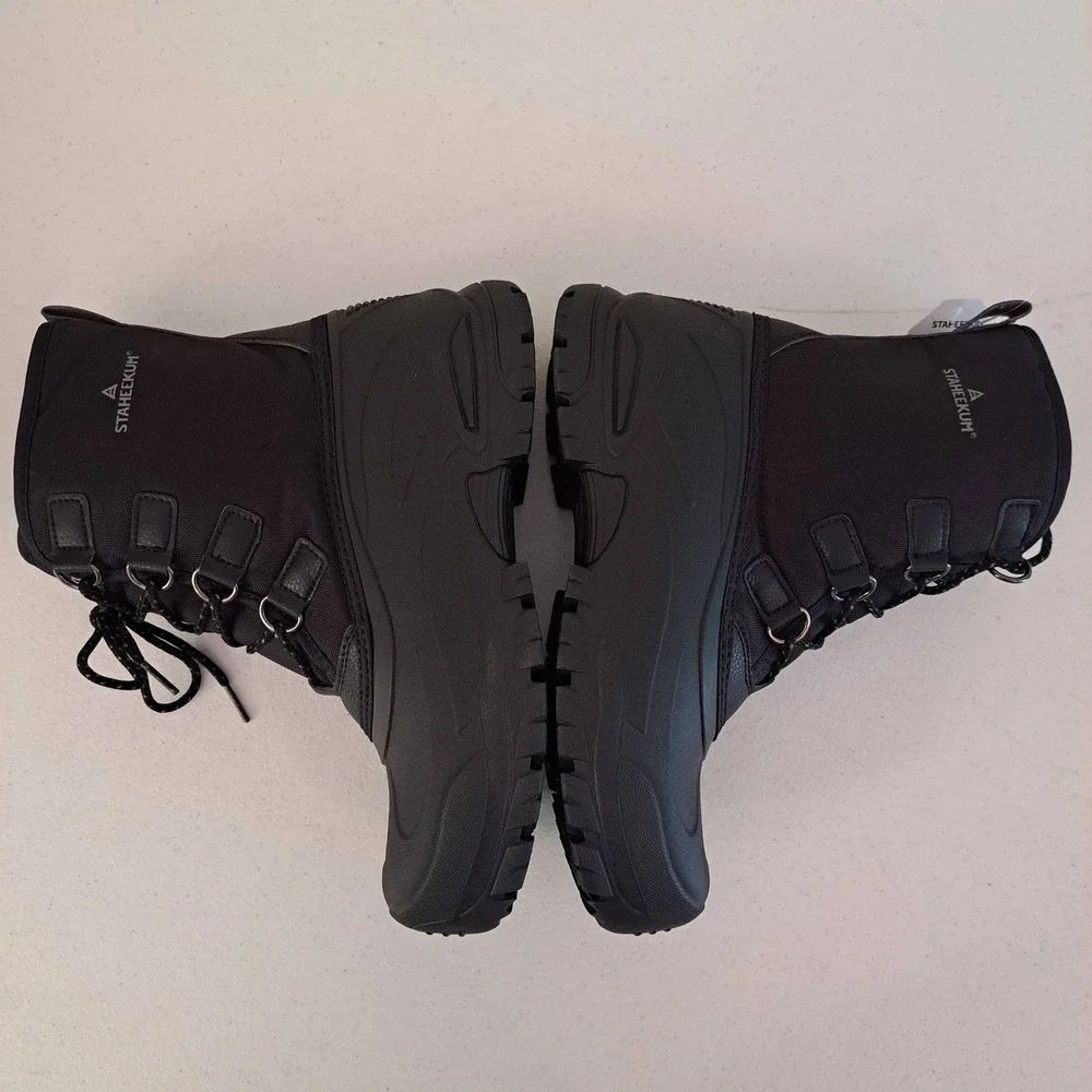 Staheekum Snow Boot Mens 9 Black New Insulated Waterproof Cold Rated 1259-798